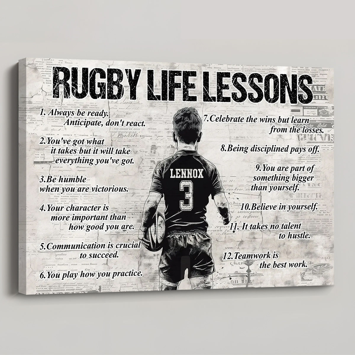 Personalized Rugby Life Lessons Poster / Canvas - Gift for Boys & Rugby Lovers