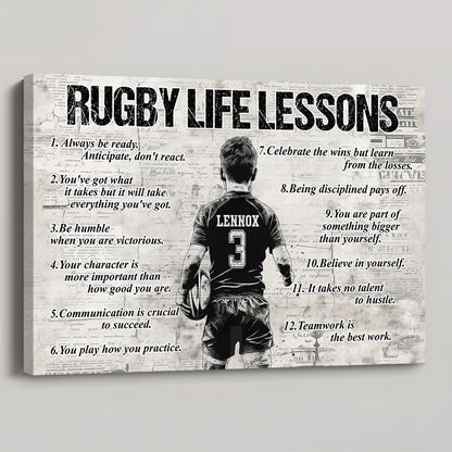 Personalized Rugby Life Lessons Poster / Canvas - Gift for Boys & Rugby Lovers