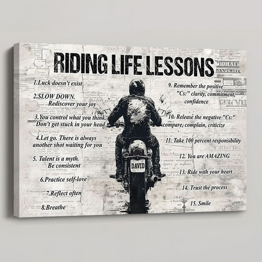 Personalized Quote Riding Life Lessons Poster / Canvas - Motivational Gift For Biker