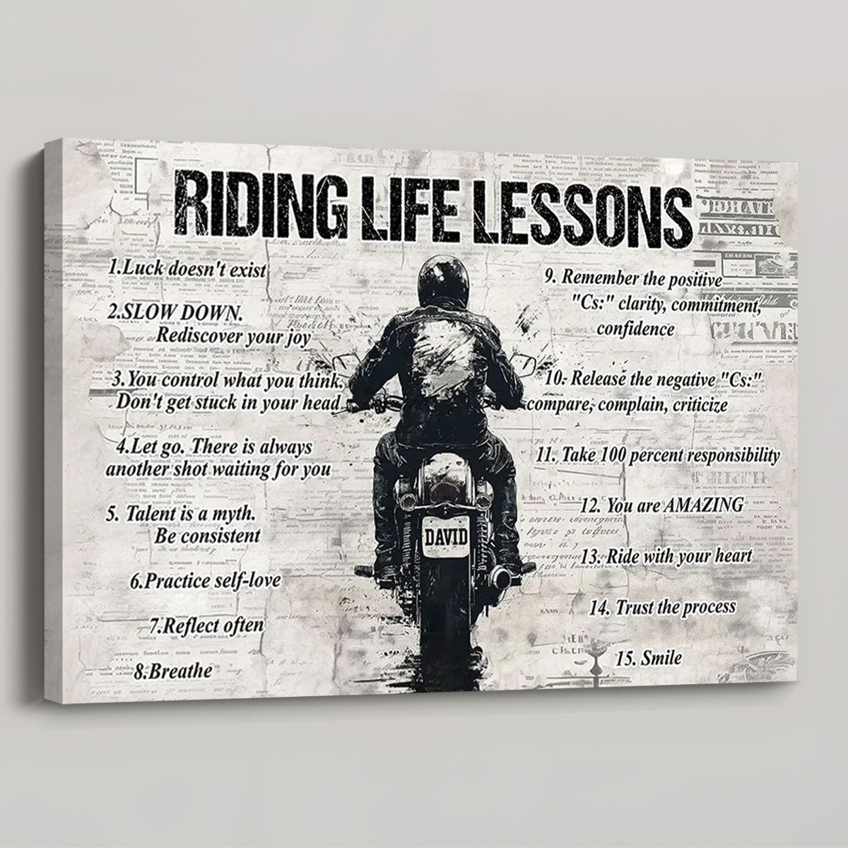 Personalized Quote Riding Life Lessons Poster / Canvas - Motivational Gift For Biker