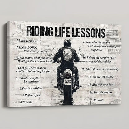 Personalized Quote Riding Life Lessons Poster / Canvas - Motivational Gift For Biker
