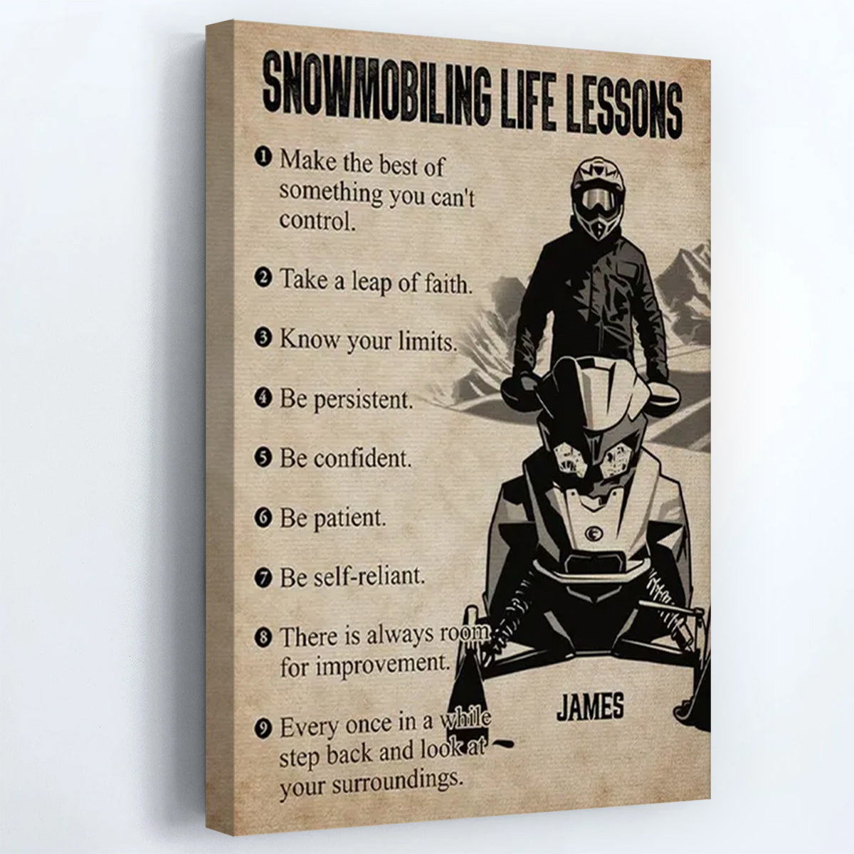 Personalized Snowmobiling Life Lessons Poster / Canvas - Gift for Boys & Men