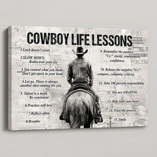 Personalized Cowboy Life Lessons Poster / Canvas - Gift For Cowboy