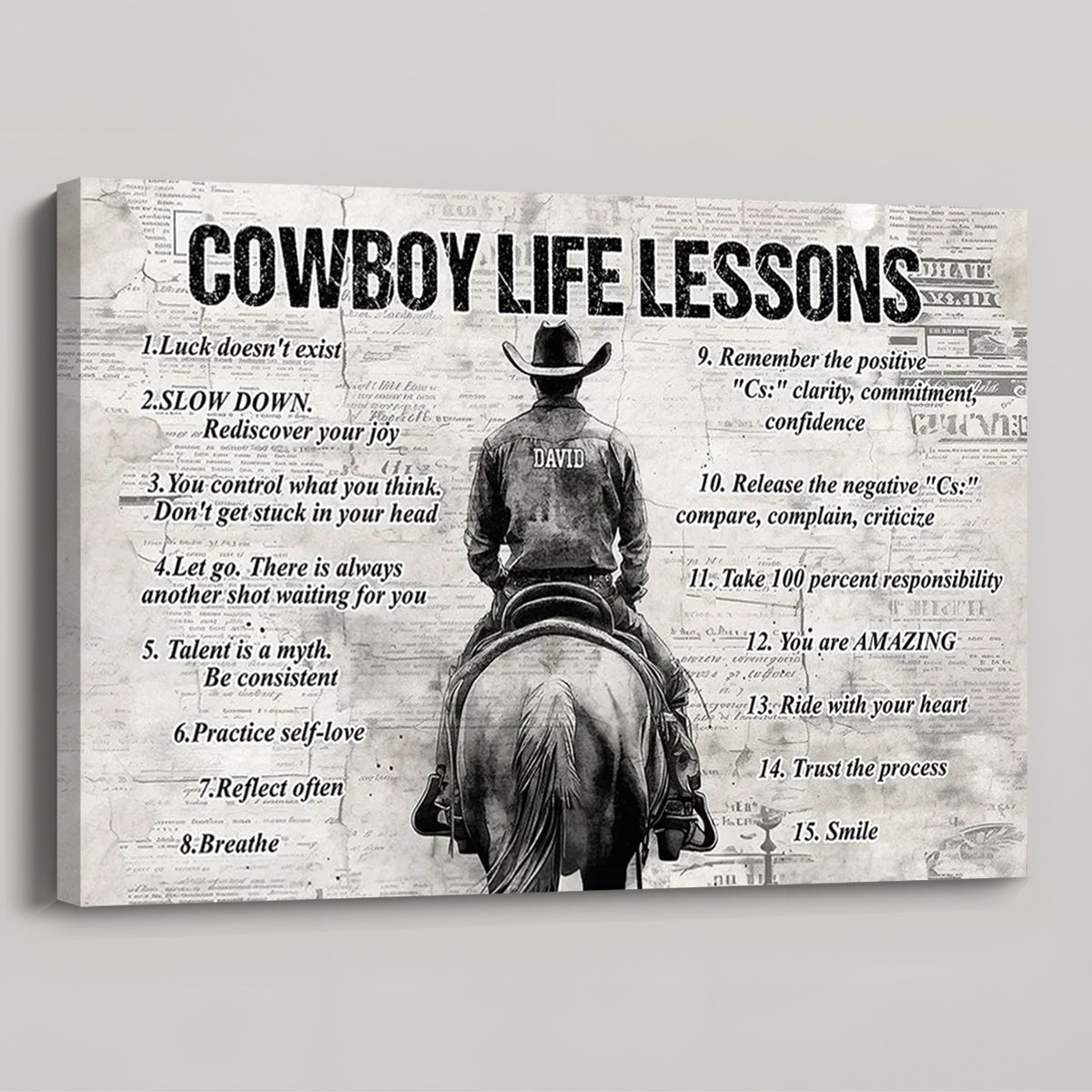 Personalized Cowboy Life Lessons Poster / Canvas - Gift For Cowboy