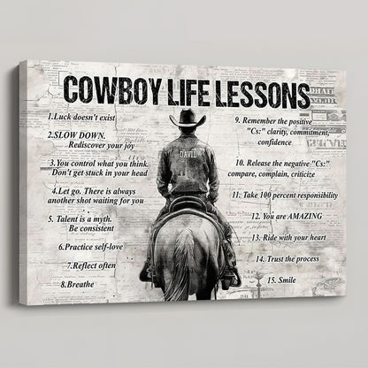 Personalized Cowboy Life Lessons Poster / Canvas - Gift For Cowboy