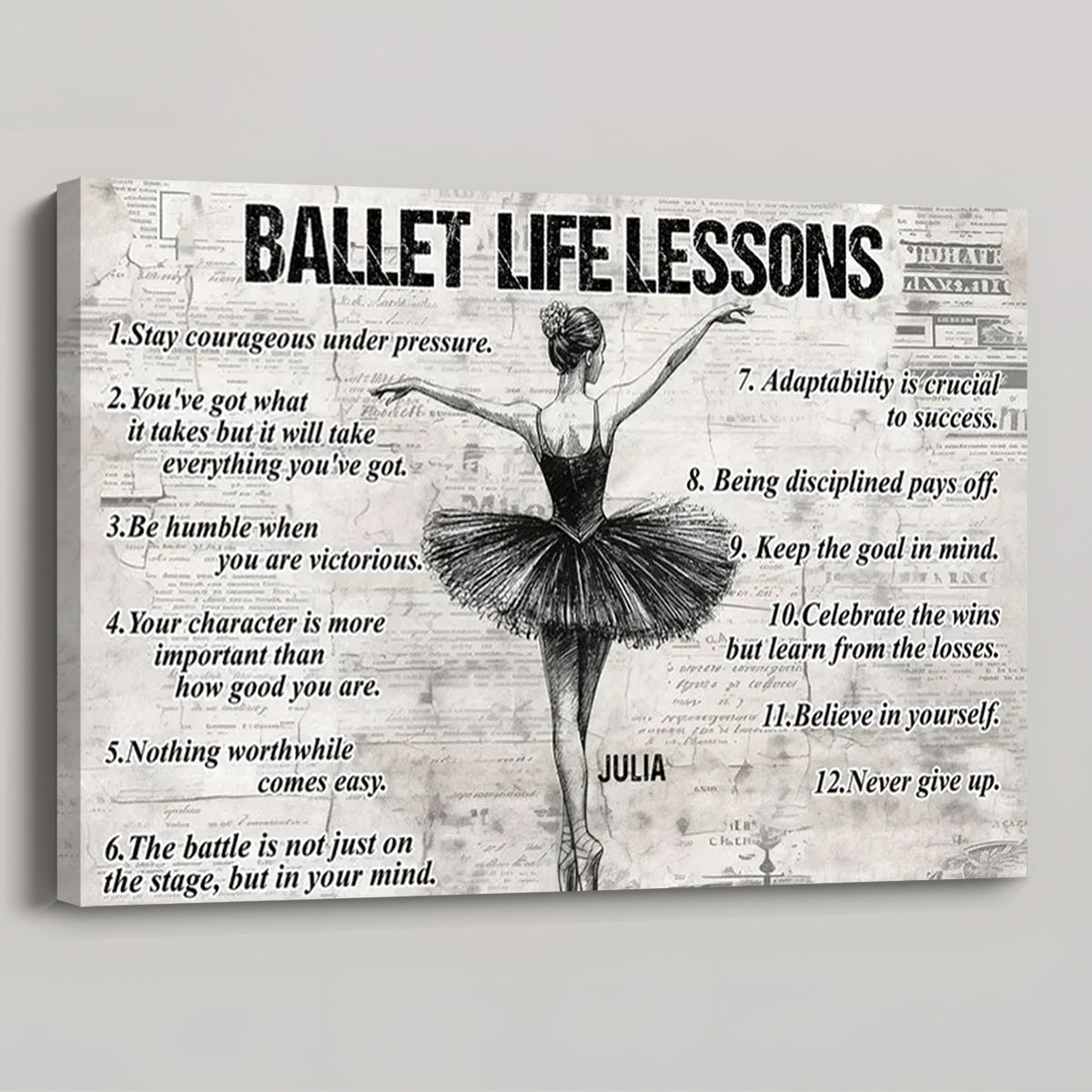 Personalized Ballet Life Lessons Poster / Canvas - Motivational Gift for Ballet Lovers