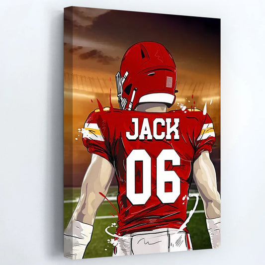Personalized Favorite Football Player Poster / Canvas - Custom Gift for Athletes