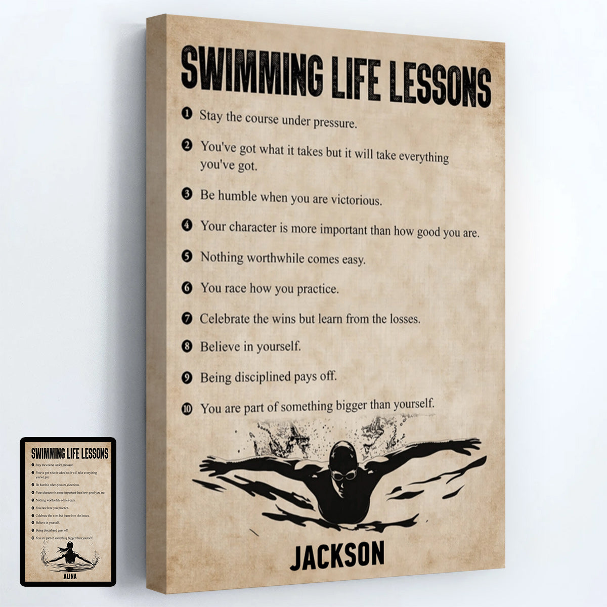 Personalized Motivational Swimming Poster / Canvas - Gift For Swimming Lovers