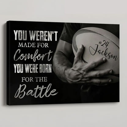 Personalized “You Were Born For The Battle” Rugby Canvas / Poster - Motivational Gift for Rugby Lovers