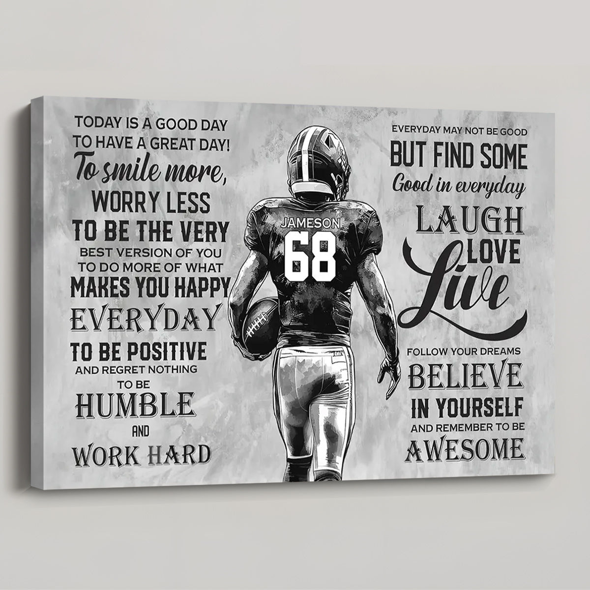 Today Is A Good Day - Personalized Motivational Football Boy Poster / Canvas