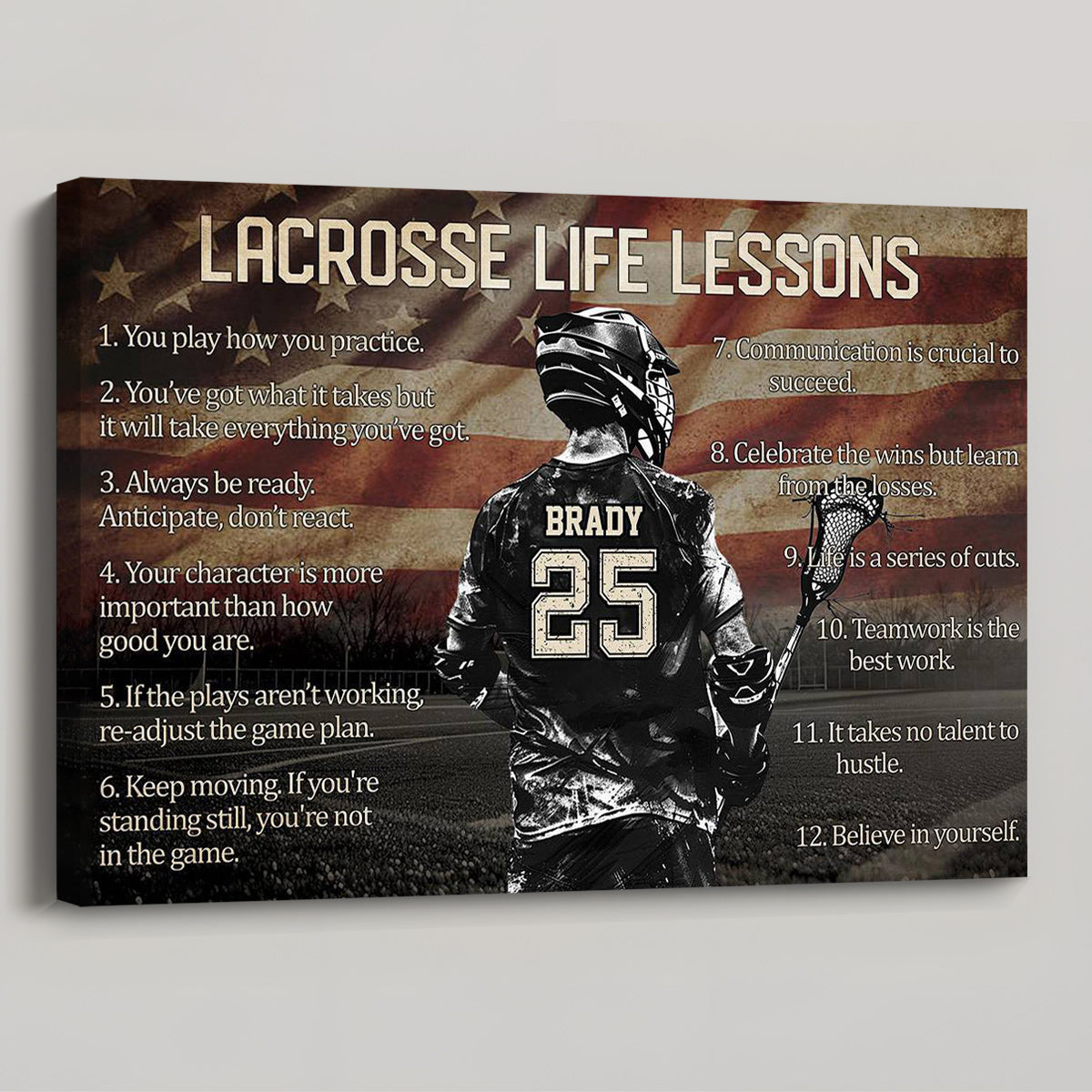 Personalized American Lacrosse Life Lessons Poster / Canvas - Gift For Lacrosse Lovers
