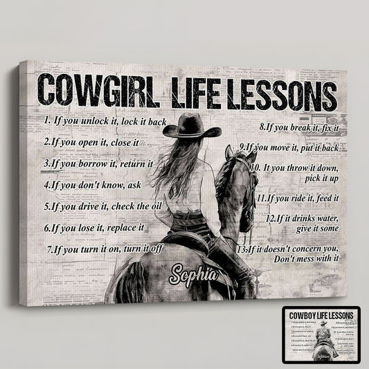 Personalized “Cowboy & Cowgirl” Motivational Poster / Canvas - Custom Gift for Rodeo Fans