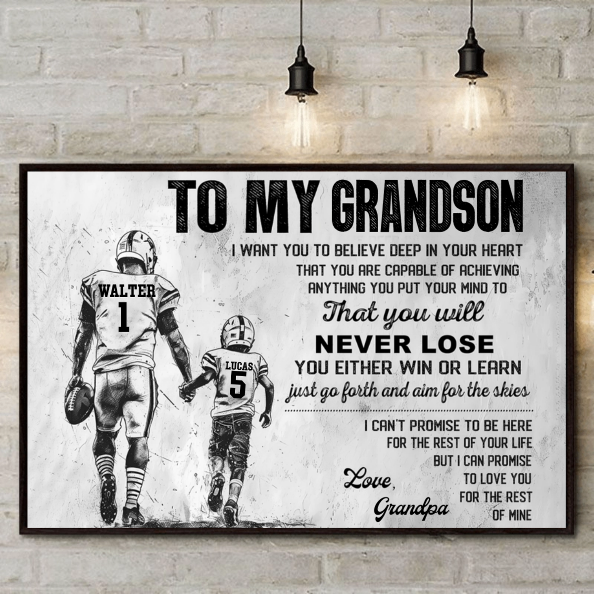 To My Son / Grandson, Love You For The Rest Of My Life - Personalized Football Poster / Canvas Gift From Dad