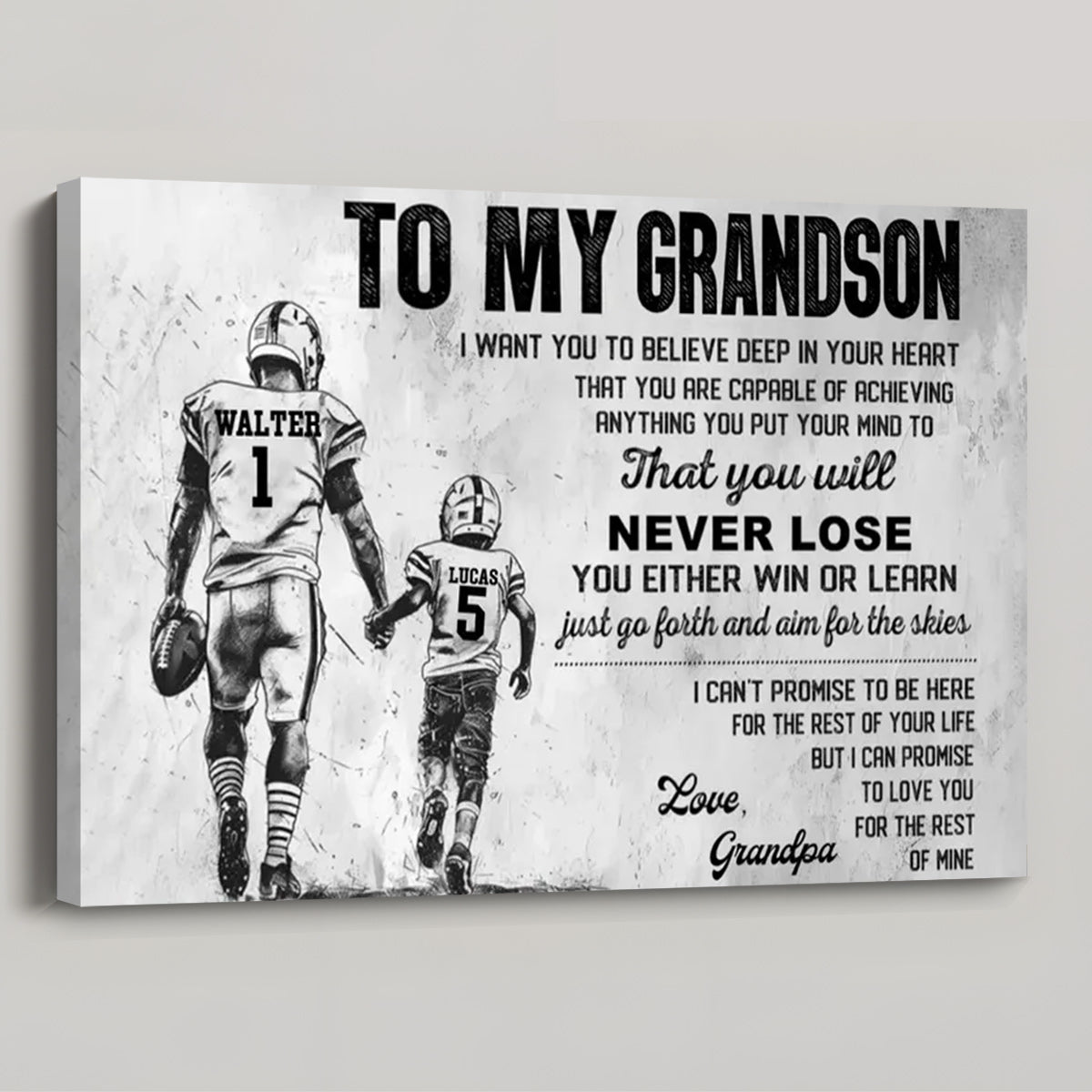 To My Son / Grandson, Love You For The Rest Of My Life - Personalized Football Poster / Canvas Gift From Dad