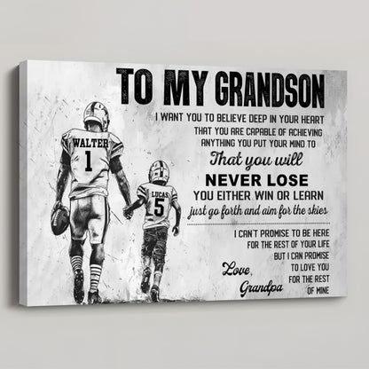 To My Son / Grandson, Love You For The Rest Of My Life - Personalized Football Poster / Canvas Gift From Dad