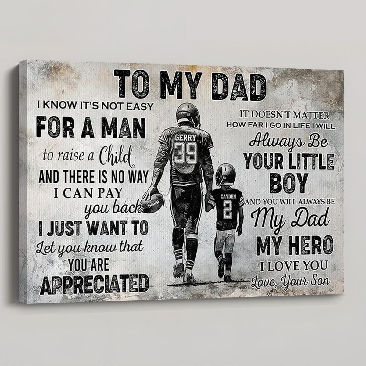 To My Dad Personalized Football Poster / Canvas - Gift For Football Lovers