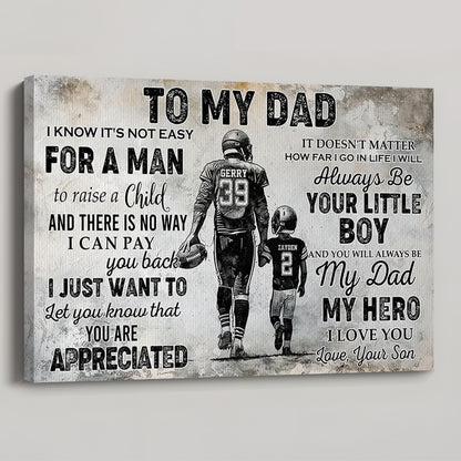 To My Dad Personalized Football Poster / Canvas - Gift For Football Lovers