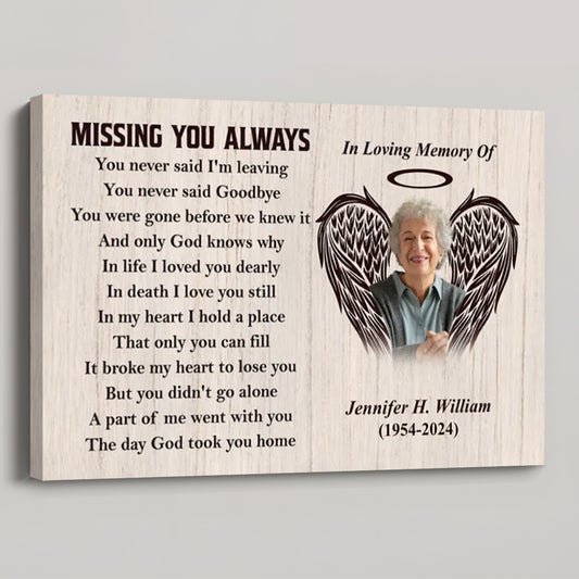 Custom “You Never Said Goodbye” Photo Memorial Canvas / Poster - Personalized Sympathy Gift for Family