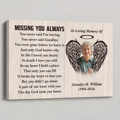 Custom “You Never Said Goodbye” Photo Memorial Canvas / Poster - Personalized Sympathy Gift for Family