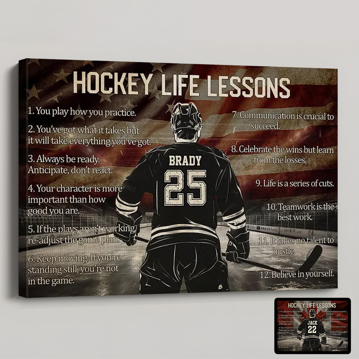 Personalized American Hockey Life Lessons Poster / Canvas - Gift for Hockey Lovers