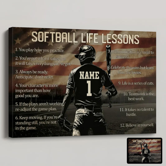 Personalized American Softball Life Lesson Poster / Canvas - Gift For Softball Lovers