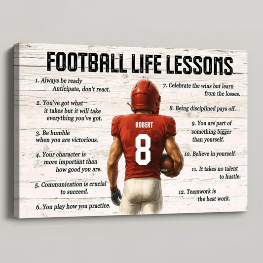 Personalized Football Life Lessons Poster / Canvas - Custom Gift for Teen Boys