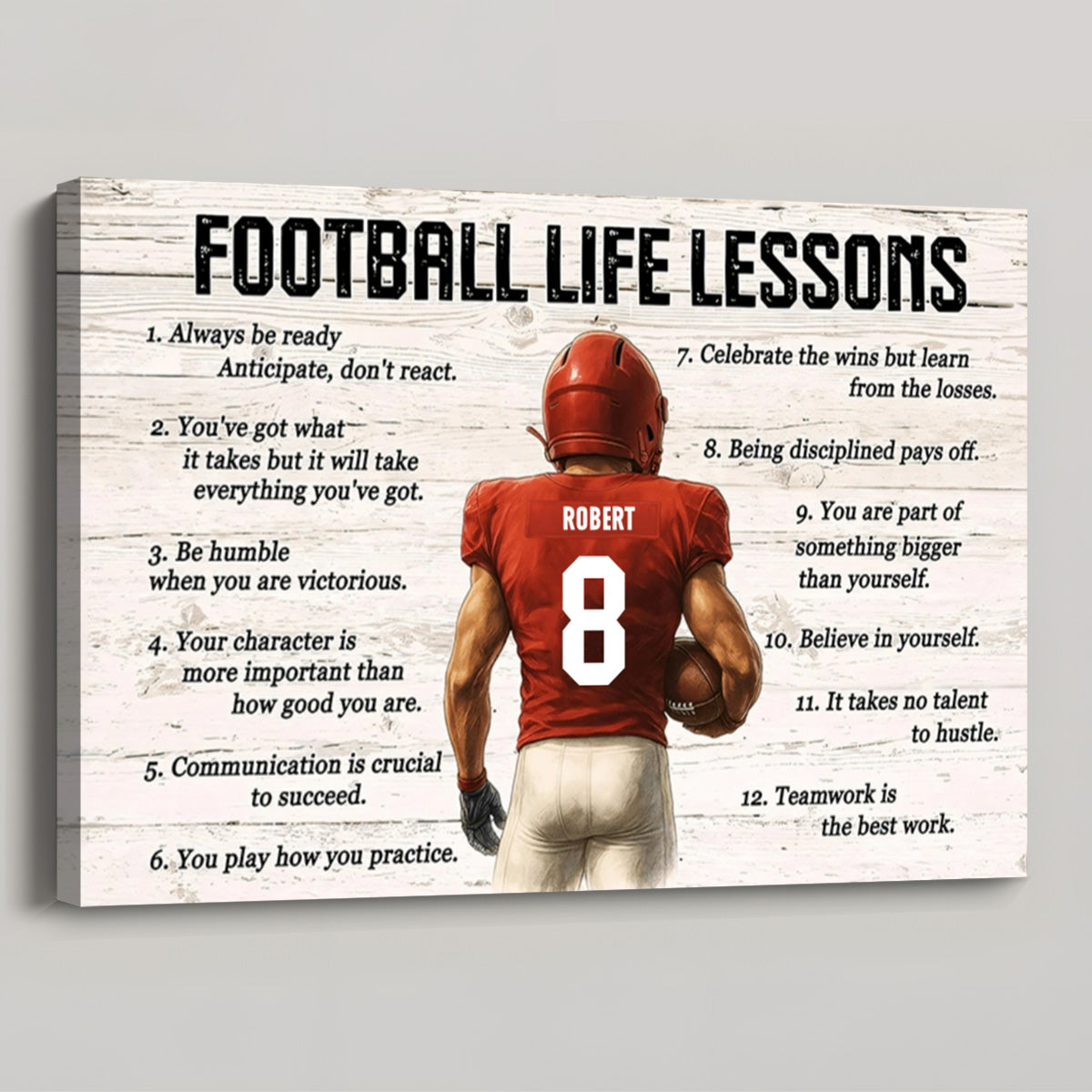 Personalized Football Life Lessons Poster / Canvas - Custom Gift for Teen Boys