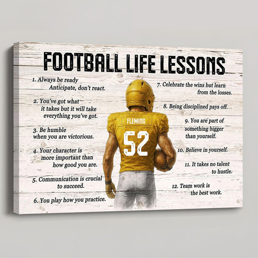 Personalized Football Life Lessons Poster / Canvas - Custom Gift for Teen Boys