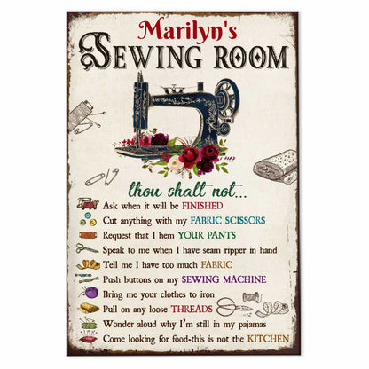 Personalized Sewing Room Rules Poster / Canvas - Custom Sewing Wall Decor
