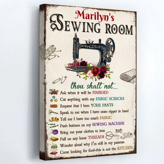 Personalized Sewing Room Rules Poster / Canvas - Custom Sewing Wall Decor