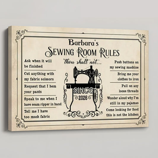 Sewing Room Rules Shalt Not - Personalized Custom Poster / Canvas