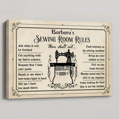 Sewing Room Rules Shalt Not - Personalized Custom Poster / Canvas