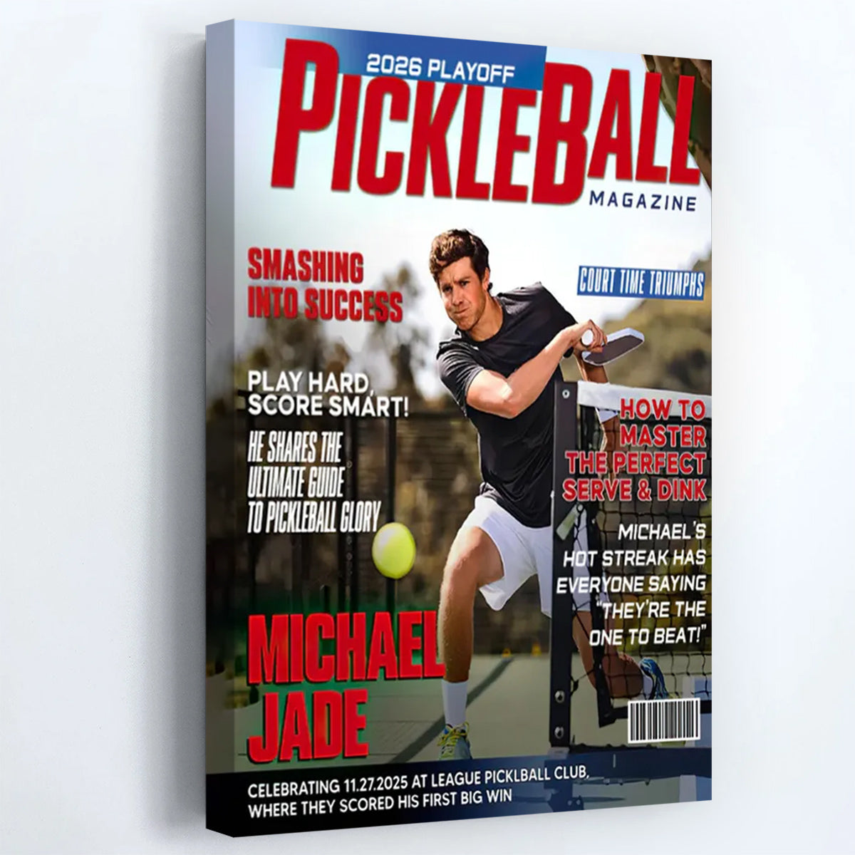 Personalized Pickleball Magazine Cover Poster / Canvas - Custom Sport Gift for Players