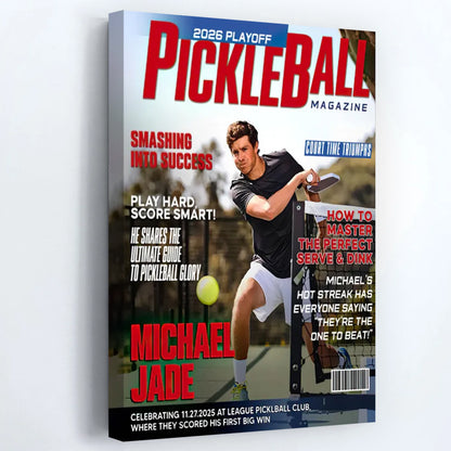 Personalized Pickleball Magazine Cover Poster / Canvas - Custom Sport Gift for Players