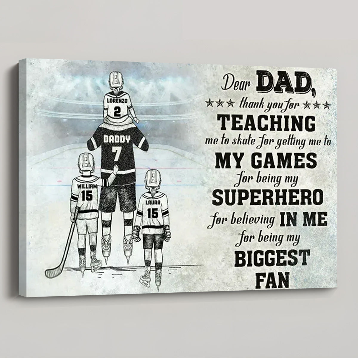 Personalized Thank You Hockey Dad Canvas / Poster - Custom Gift from Child