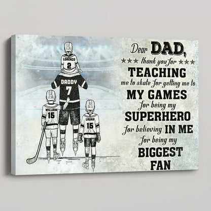 Personalized Thank You Hockey Dad Canvas / Poster - Custom Gift from Child