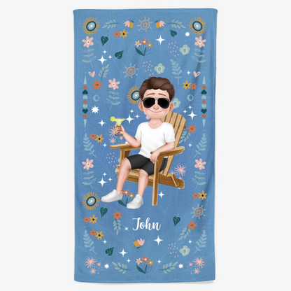 Personalized Name Beach Towel - Custom Gift for Her & Him