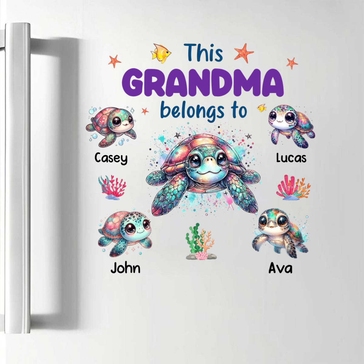 Personalized Kids Name Turtle Sticker - Custom Gift For Family