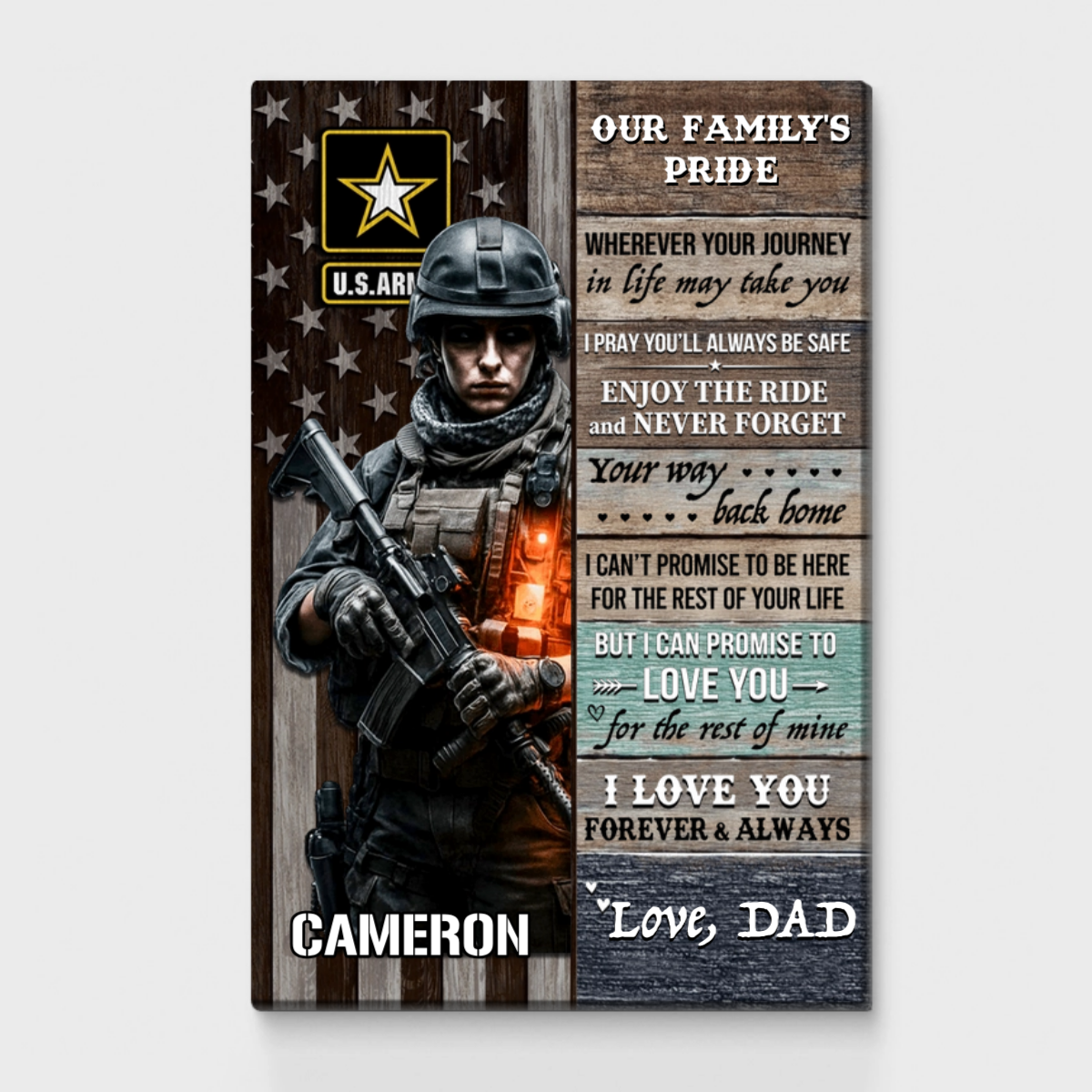 To My Soldier, I Love You Forever And Always - Custom Poster / Canvas Gift for Military Parents