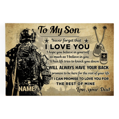 To My Son, My Soldier: Never Forget That I Love You - Personalized Custom Poster / Canvas