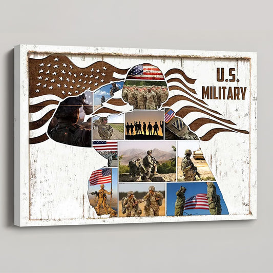 Personalized US Military Photo Collage Poster / Canvas - Gift for Veterans & Soldiers