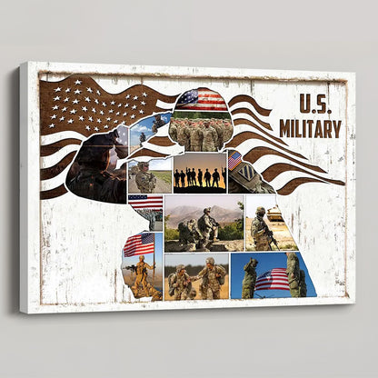 Personalized US Military Photo Collage Poster / Canvas - Gift for Veterans & Soldiers