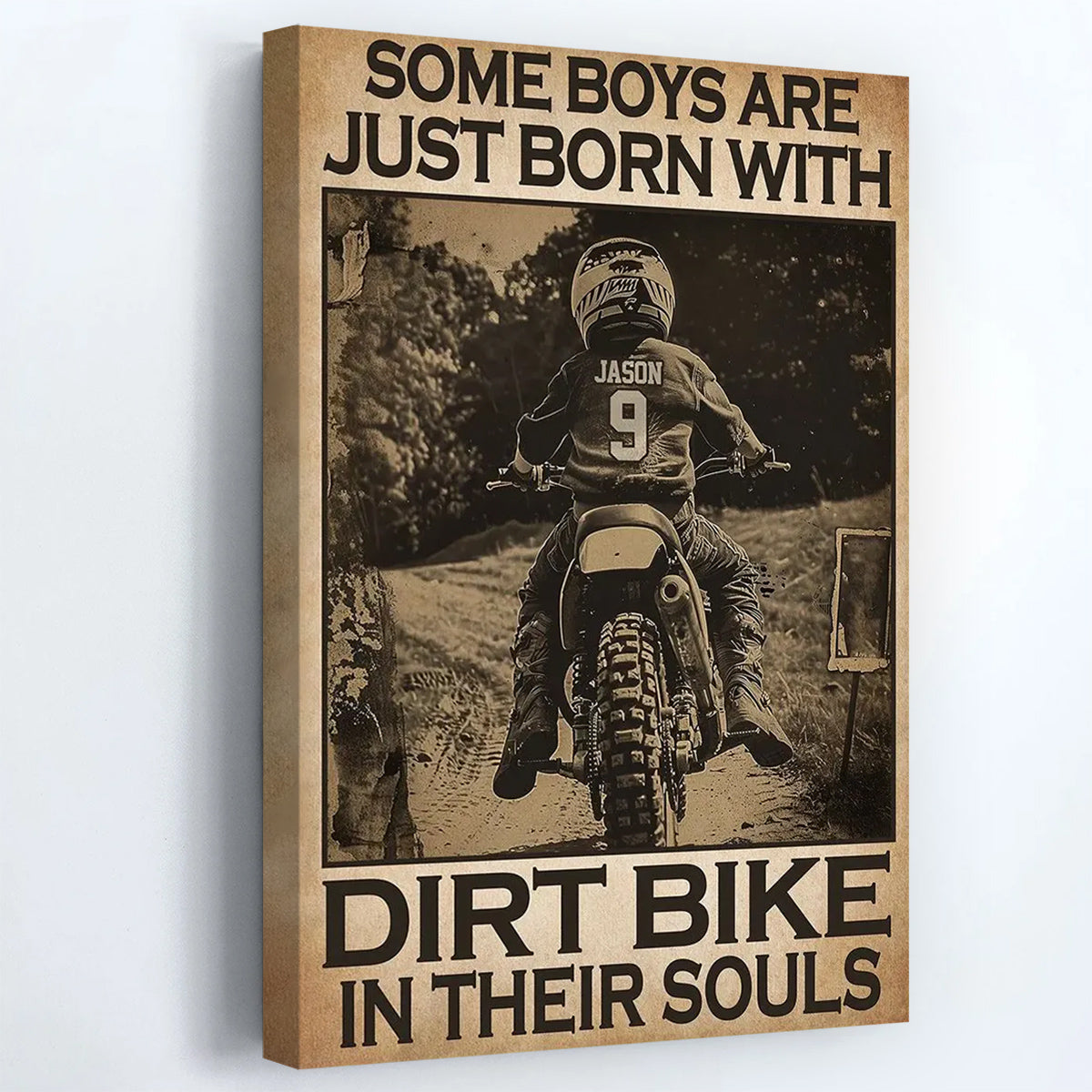 Some Boys Are Just Born With Dirt Bikes In Their Souls - Personalized Motocross Poster / Canvas Gift