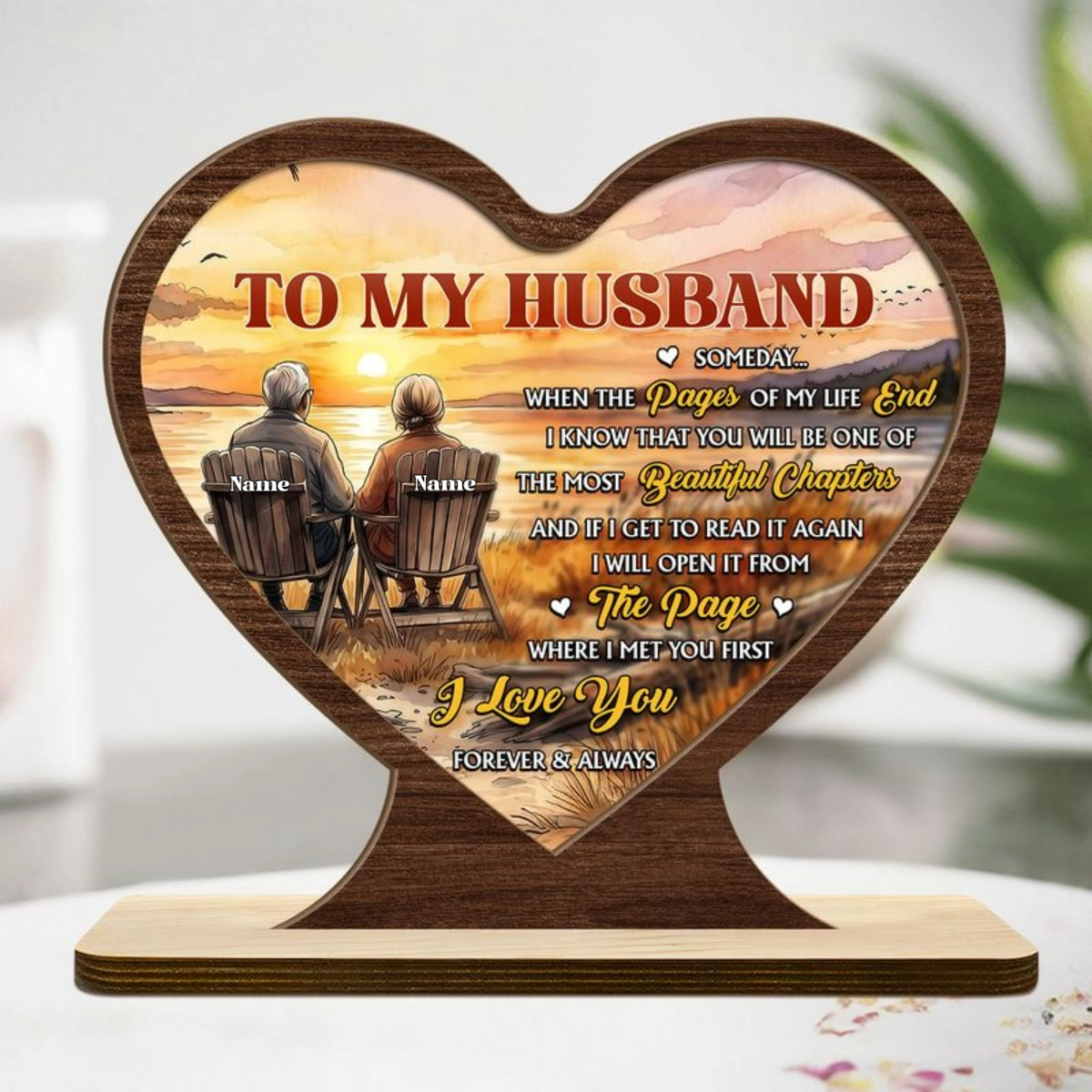 To My Husband / Wife: Our Love In Every Chapter - Personalized 2-Layer Wood Plaque