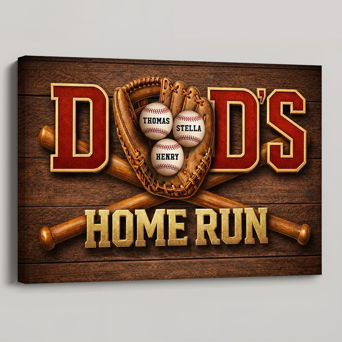 Personalized Baseball Dad Home Run Poster / Canvas - Father's Day Gift For Dad