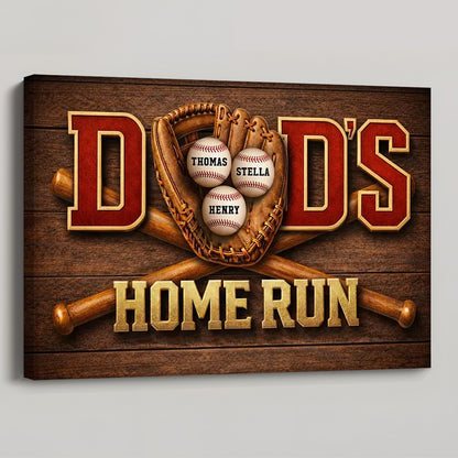 Personalized Baseball Dad Home Run Poster / Canvas - Father's Day Gift For Dad