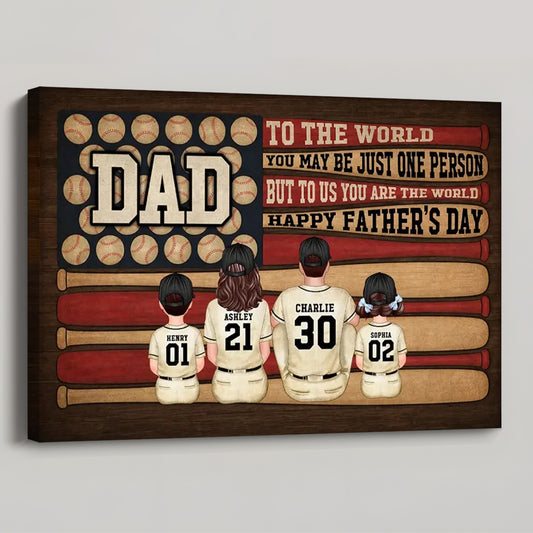 "To Us You Are The World" Baseball Nation Dad Poster / Canvas - Personalized Father’s Day Gift