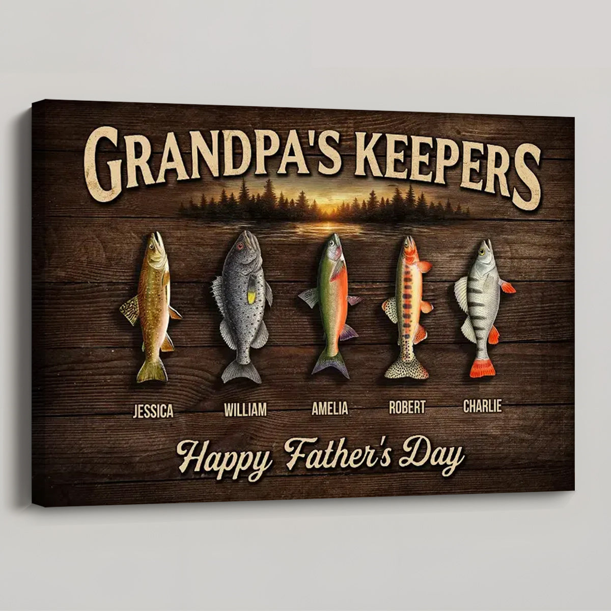 Personalized Fishing Grandpa's Keepers Poster / Canvas - Custom Father's Day Gift