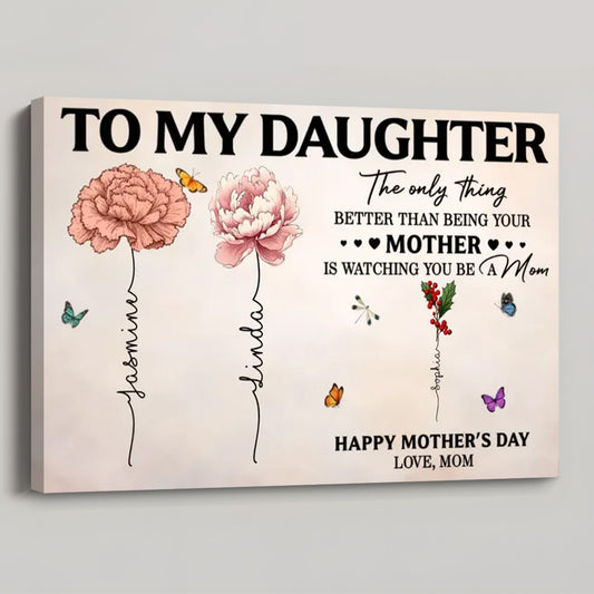 Personalized “To My Daughter” Birth Flower Poster / Canvas - Custom Names for Mother & Daughter