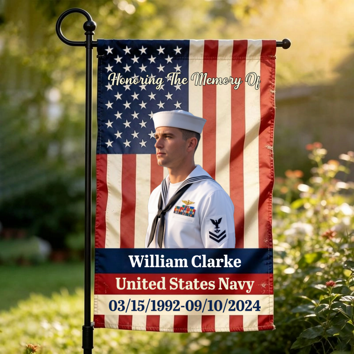 Personalized Veteran Memorial Garden Flag - Military Remembrance Gift